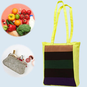 Assorted Colored Panels Tote Bag With Velcro Closure