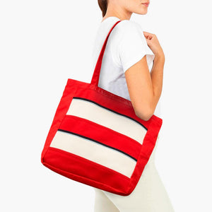 Assorted Colored Panels Tote Bag With Velcro Closure