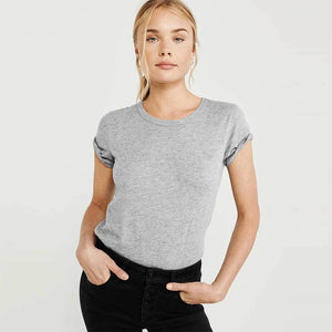 Women's Solid Crew Neck Tee Shirt