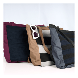 Assorted Colored Panels Tote Bag With Velcro Closure