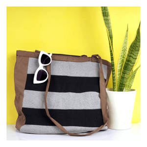 Assorted Colored Panels Tote Bag With Velcro Closure
